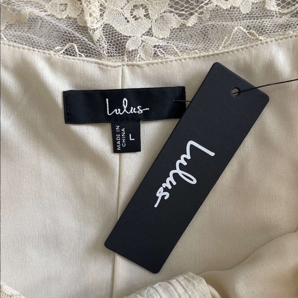 Lulu's Lace Cream Button Down Midi Dress - Picture 5 of 5